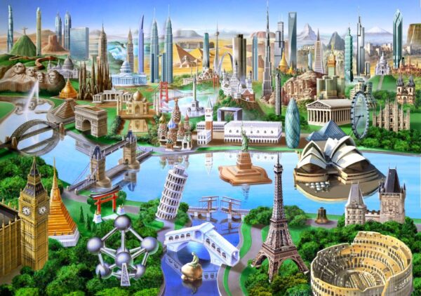 Adrian Chesterman's World Landmarks Wall Mural