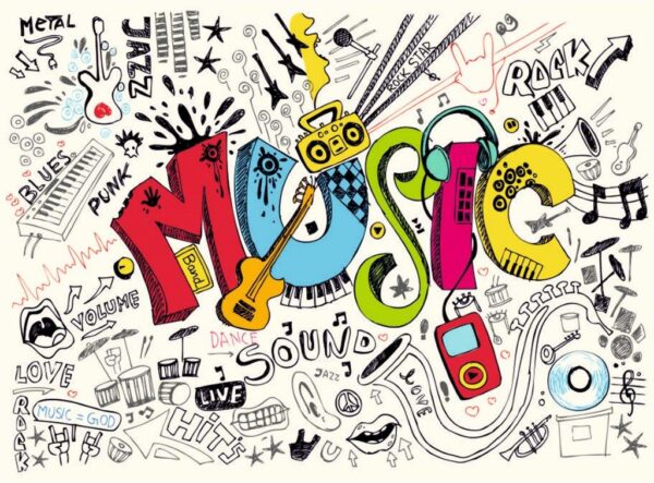 Colorful Music Doodles Wall Mural