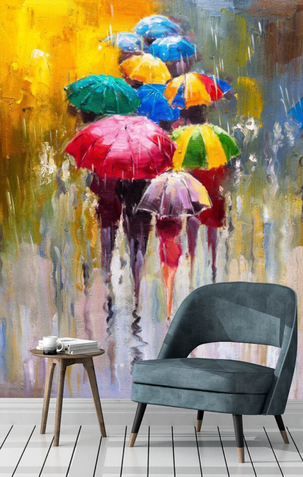 Rainy Day on Canvas Painting Wall Mural