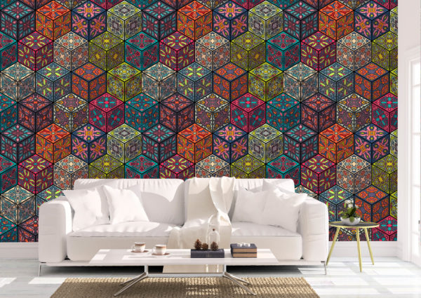 Rhombus Tribal Pattern Wall Mural