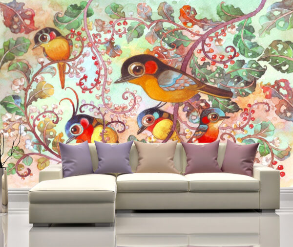 sweet family, Birds, wall mural, art