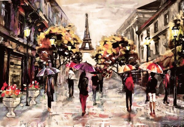 Super Rainy Evening In Paris Wall Mural