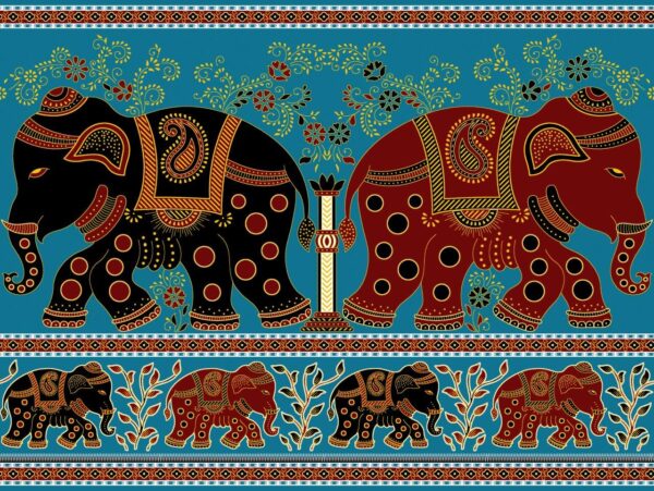 Colorful Elephant Tribal Art Wall Mural